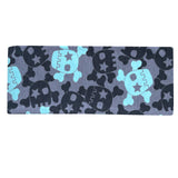 Wollhuhn Elastisches Öko Stirnband / Haarband Jersey Zweilagig Breit Coole Skulls Anthrazit/Mint