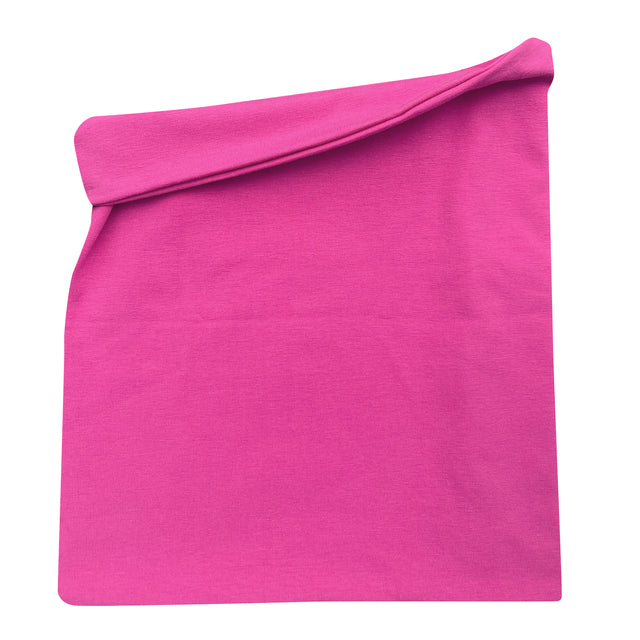 Wollhuhn LONG Loop: Handgefertigter, einfarbiger pinker Schal aus Jersey oder Fleece, bietet Komfort und Schutz, ideal für die ganze Familie, regional produziert in Deutschland.