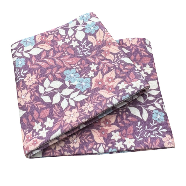 Wollhuhn Elastisches Öko Stirnband, zweilagig, Blumenmuster, zeigt gefaltetes Jersey-Stirnband für vielseitigen Gebrauch, handgemacht aus Bio-Baumwolle, ideal für Schule und Freizeit.