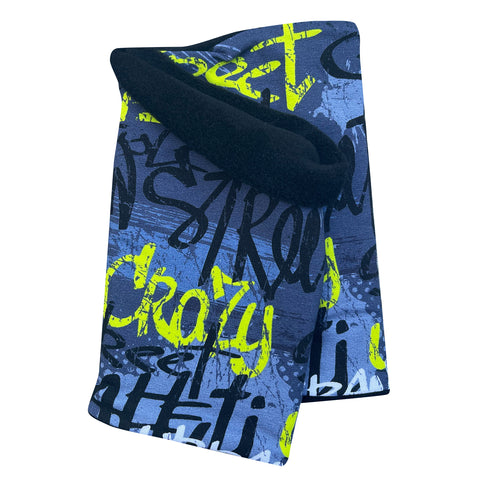 Wollhuhn Halstuch / Schlupfschal / Loop WARM, Innen Fleece, Skater Grau/Lime
