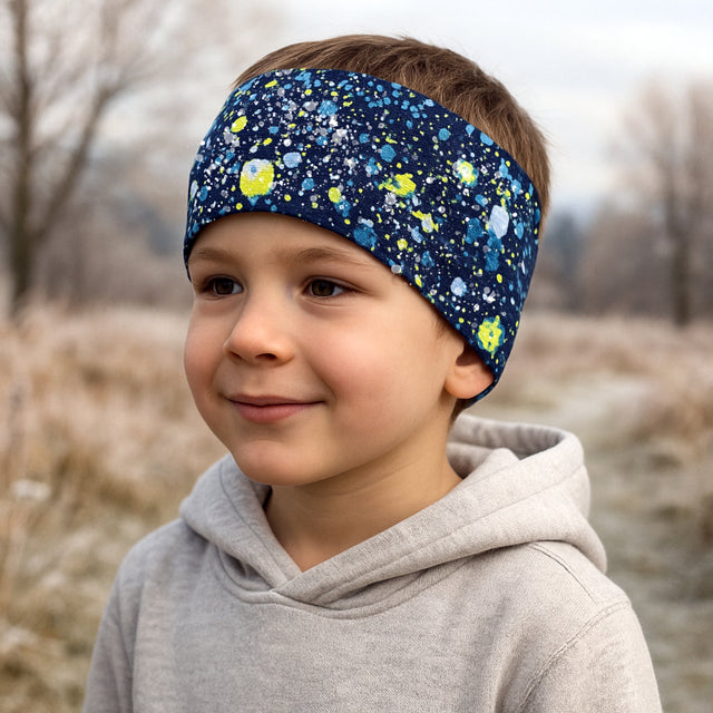 Wollhuhn Elastisches Öko Stirnband: Handgemachtes, zweilagiges Jersey-Stirnband aus Bio-Baumwolle, weich und dehnbar, ideal für Sport und Freizeit.