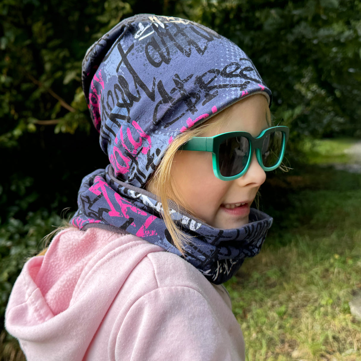 Wollhuhn Öko Long Beanie / Wendemütze, Ganzjährig, Zweilagig, Skater Grau/Pink