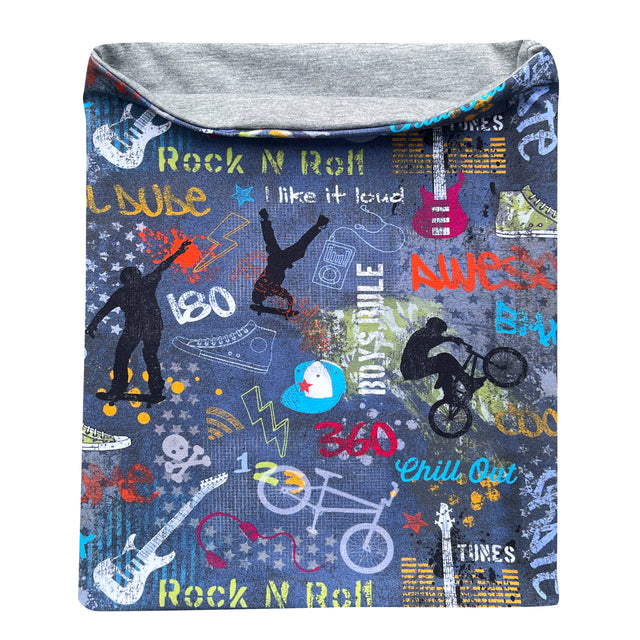 Wollhuhn LONG Loop, weicher Schlauchschal mit Silhouetten-Design, ideal für Kinder und Erwachsene, handgemacht in Deutschland, bietet Komfort und Schutz vor Wind und Kälte.