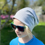 Wollhuhn Öko Long Beanie / Wendemütze, Ganzjährig, Zweilagig,  Cool Music Schwarz/Blau/Grün Kinder/Erwachsene
