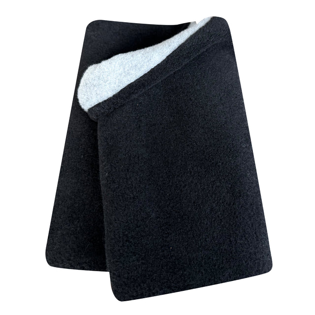 Wollhuhn WINTER Halstuch/Schlupfschal „Unser Wärmster“, doppellagiger Fleece, Schwarz/Hellgrau. Handgenäht, kuschelig, winddicht, ideal für Kinder und Erwachsene.