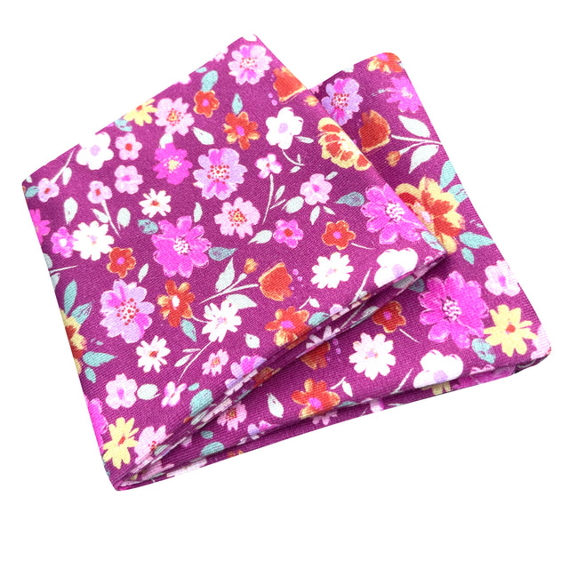 Wollhuhn Elastisches Öko Stirnband: Handgenähtes, zweilagiges Jersey-Stirnband mit Blumenmuster in Beere, ideal für Kinder und Erwachsene, bietet Komfort und Stil.