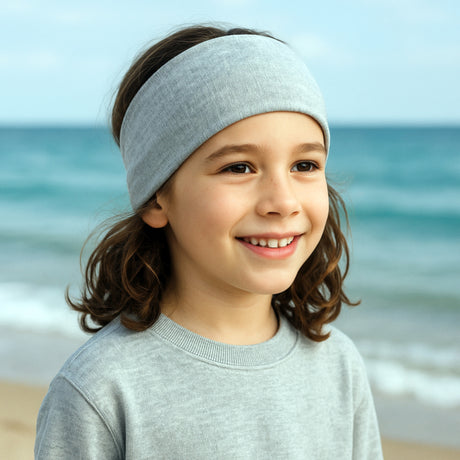 Wollhuhn Elastisches Öko Stirnband: Zweilagiges, handgemachtes Jersey-Stirnband aus Bio-Baumwolle, ideal für sportliche Aktivitäten und als vielseitiges Accessoire für Kinder und Erwachsene.