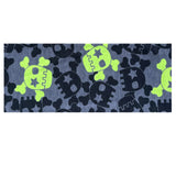 Wollhuhn Elastisches Öko Stirnband / Haarband Jersey Zweilagig Breit Coole Skulls Anthrazit/Lime