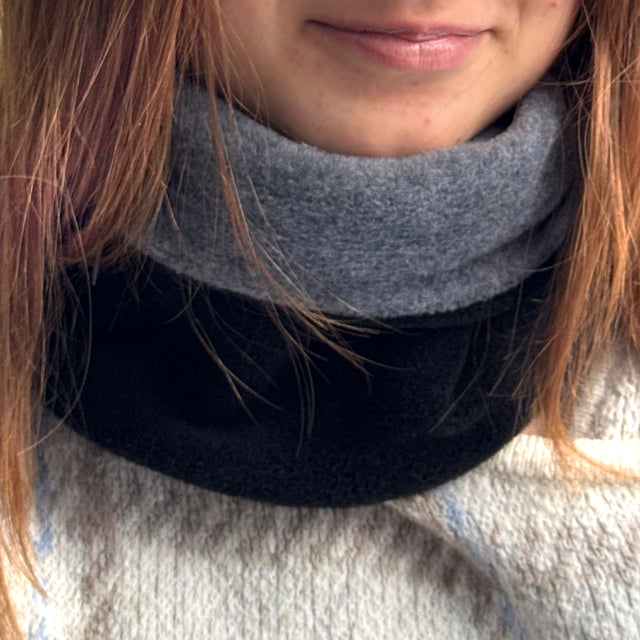 Wollhuhn WINTER Halstuch/Schlupfschal „Unser Wärmster“, handgemacht, doppellagig, Fleece, ideal für kalte Tage, bequem überziehbar, schützt Hals und Nacken zuverlässig.
