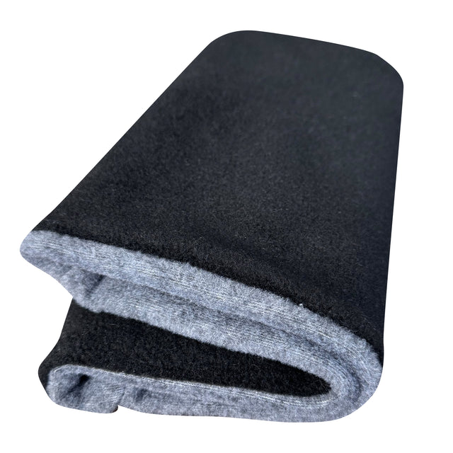 Wollhuhn WINTER Halstuch/Schlupfschal „Unser Wärmster“ aus doppellagigem Fleece in Schwarz/Anthrazit, handgemacht, weich und wärmend, ideal für kalte Tage.