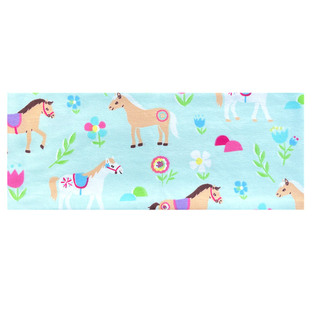 Wollhuhn Elastisches Öko Stirnband mit Pferdemotiven, handgefertigt, weich und dehnbar, ideal für Outdoor-Aktivitäten, passt Kindern und Erwachsenen.