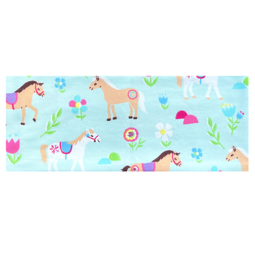 Wollhuhn Elastisches Öko Stirnband mit Pferdemotiven, handgefertigt, weich und dehnbar, ideal für Outdoor-Aktivitäten, passt Kindern und Erwachsenen.