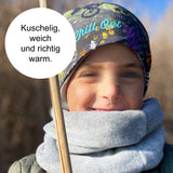 Wollhuhn WINTER Halstuch/Schlupfschal „Unser Wärmster“, Zwei Lagen Fleece, Einfarbig Dunkelblau