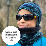 Wollhuhn Halstuch / Schlupfschal / Loop WARM, Innen Fleece, Coole Skulls Anthrazit/Lime