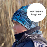 Wollhuhn Halstuch / Schlupfschal / Loop WARM, Innen Fleece, Space/Rakete Dunkelblau