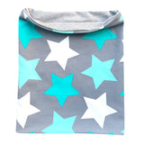 Wollhuhn LONG Loop, Jersey- oder Fleecefutter, Big Stars Grau/Mint