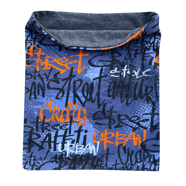 Wollhuhn LONG Loop, Jersey- oder Fleecefutter, Skater Orange: Handgemachter, langer Loop-Schal für vielseitigen Komfort, ideal für Familien, schützt vor Wind und Kälte, einfach überziehbar.