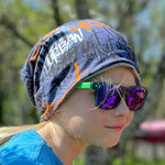 Wollhuhn Öko Long Beanie / Wendemütze, Ganzjährig, Zweilagig, Skater Grau/Orange