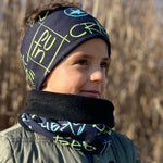 Wollhuhn Halstuch / Schlupfschal / Loop WARM, Innen Fleece,  Graffiti Oliv/Gelb