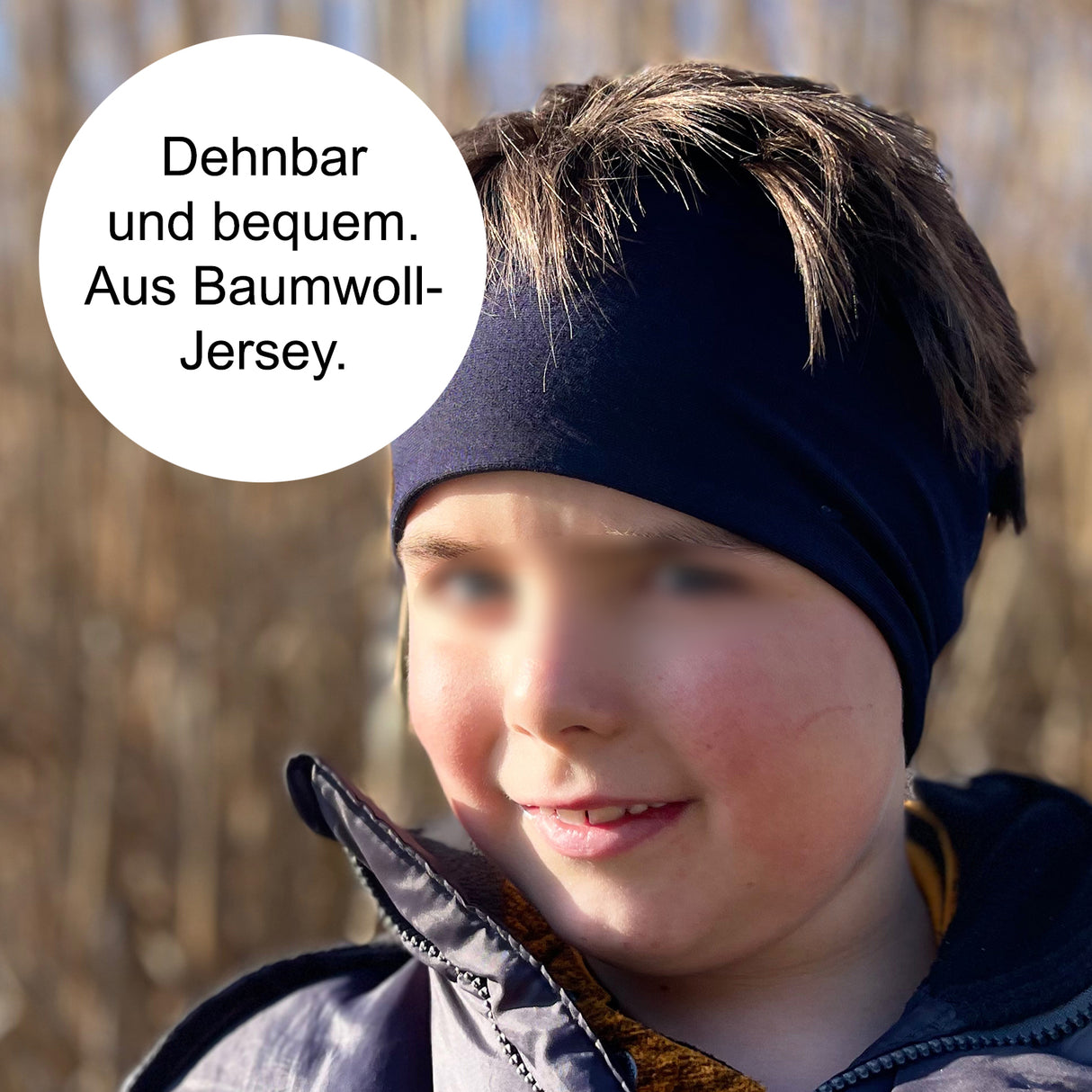 Wollhuhn Elastisches Öko Stirnband / Haarband Jersey Zweilagig Breit Comic Kids Grau