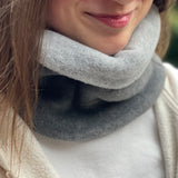 Wollhuhn WINTER Halstuch/Schlupfschal „Unser Wärmster“, Zwei Lagen Fleece, Schwarz/Jeansblau