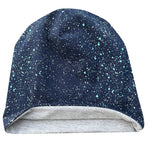 Wollhuhn Öko Long Beanie / Wendemütze, Ganzjährig, Zweilagig, Galaxy Sprenkel Blau