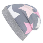 Wollhuhn Öko Long Beanie / Wendemütze, Ganzjährig, Zweilagig,  Big Stars Grau/Rosa/Pink