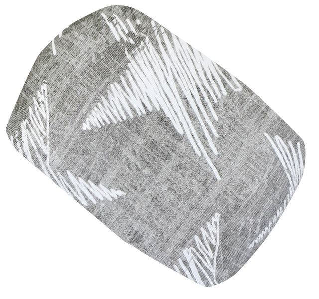Wollhuhn Elastisches Öko Stirnband/Haarband Jersey Zweilagig Breit Chalk Stars Sterne Grau/Weiß: handgemachtes, weiches, vielseitiges Stirnband für Kinder und Erwachsene, ideal für Sport und Freizeit.