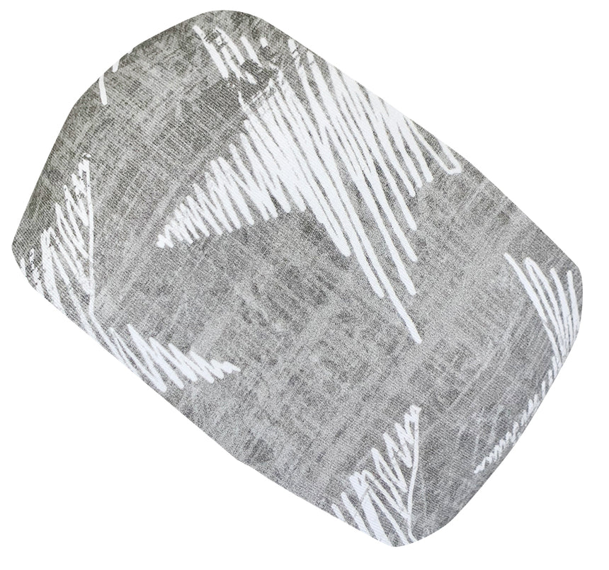 Wollhuhn Elastisches Öko Stirnband/Haarband Jersey Zweilagig Breit Chalk Stars Sterne Grau/Weiß: handgemachtes, weiches, vielseitiges Stirnband für Kinder und Erwachsene, ideal für Sport und Freizeit.