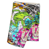 Wollhuhn Halstuch / Schlupfschal / Loop WARM, Innen Fleece, Graffiti Skater Bunt