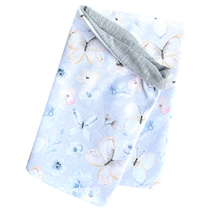 Gefaltetes Wollhuhn Öko Jersey Halstuch mit Schmetterlingsmuster, handgefertigt, weich und locker, ideal für Frühling und Sommer, einfach über den Kopf zu ziehen.