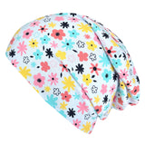 Wollhuhn Öko Long Beanie / Wendemütze, Ganzjährig, Zweilagig,  Blümchen Hellblau/Bunt