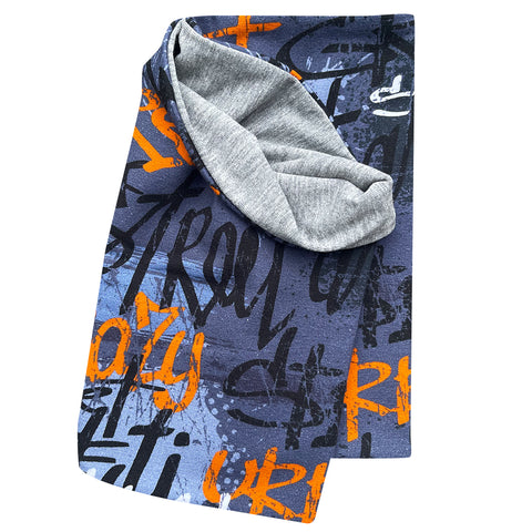 Wollhuhn Leichtes Lockeres Öko Jersey Halstuch / Schlupfschal / Loop Skater Grau/Orange