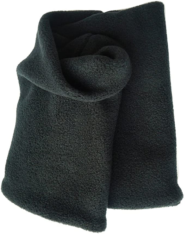 Wollhuhn WINTER Halstuch/Schlupfschal „Unser Wärmster“, ein doppellagiger, handgenähter schwarzer Fleece-Loop, ideal für Kinder und Erwachsene gegen Kälte.
