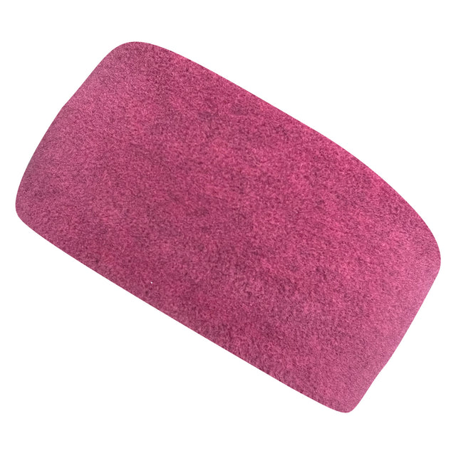 Wollhuhn Elastisches Öko Stirnband, zweilagig und breit in Beere Melange, aus kuscheligem Fleece, handgenäht, ideal für kühle Tage und sportliche Aktivitäten.