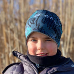 Wollhuhn Öko Long Beanie / Wendemütze, Ganzjährig, Zweilagig, Skater Grau/Orange